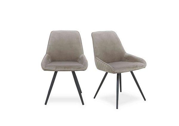 Saigon Pair of Taupe Velvet Dining Chairs   Taupe