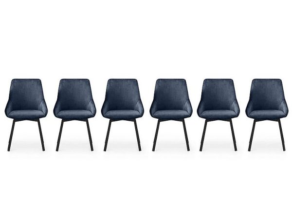 Veja Set of 6 Swivel Dining Chairs   Blue