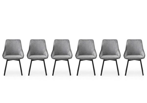 Veja Set of 6 Swivel Dining Chairs   Grey