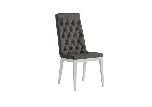 Palazzo Capitonne Buttoned Dining Chair in Glossy White   Aquos Dark Grey