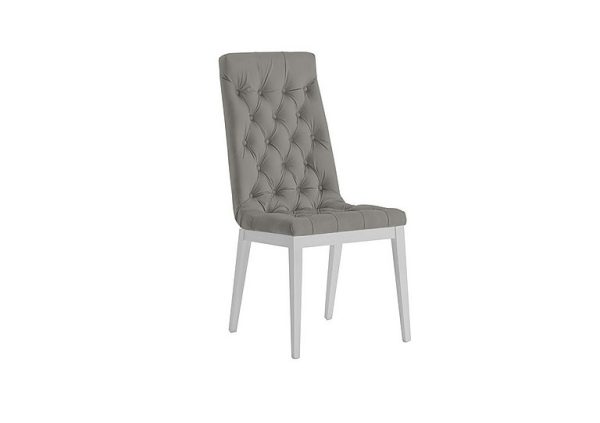 Palazzo Capitonne Buttoned Dining Chair in Glossy White   Scarlet Silver