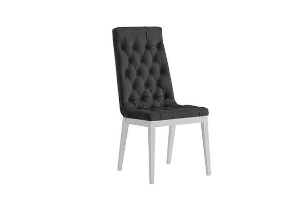 Palazzo Capitonne Buttoned Dining Chair in Glossy White   Scarlet Dark Grey