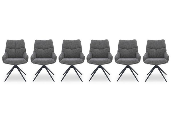 Kiara Set of 6 Fabric Swivel Dining Chairs