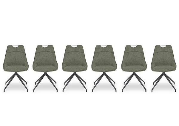 Pedro Set of 6 Fabric Swivel Dining Chairs   Green