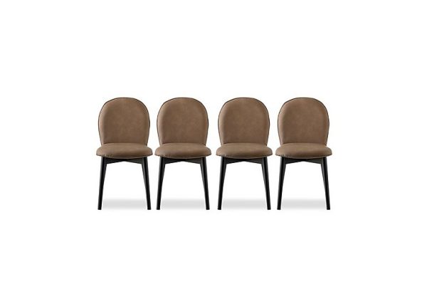 Connubia   Riley Set of 4 Mid Graphite Wooden Leg Dining Chairs   Tobacco