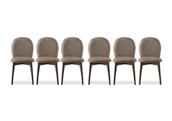 Connubia   Riley Set of 6 Mid Smoke Wooden Leg Dining Chairs   Desert