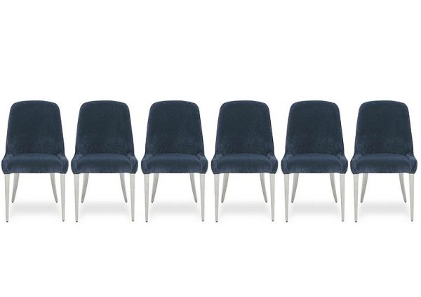 Gabana Set of 6 Velvet Dining Chairs   Blue