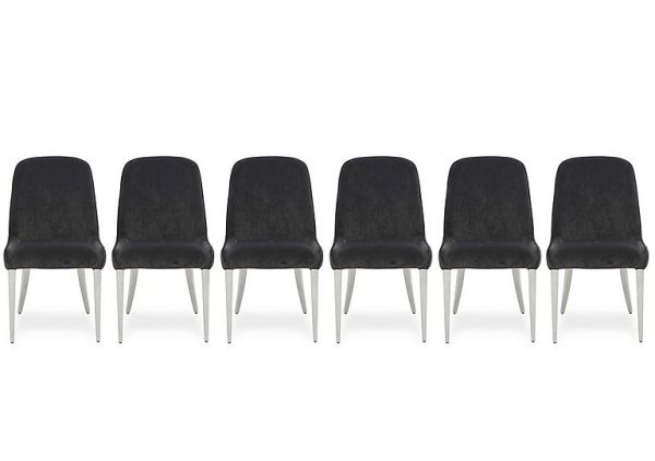 Gabana Set of 6 Velvet Dining Chairs   Charcoal