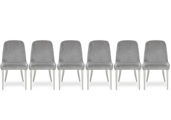 Gabana Set of 6 Velvet Dining Chairs   Stone