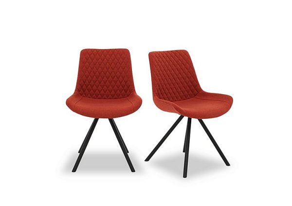 Ion Pair of Fabric Dining Chairs   Burnt Orange