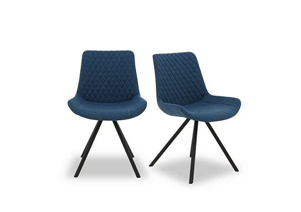 Ion Pair of Fabric Dining Chairs   Mineral Blue