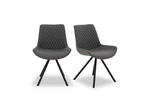 Ion Pair of Fabric Dining Chairs   Shadow Grey