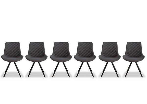 Ion Set of 6 Fabric Dining Chairs   Shadow Grey