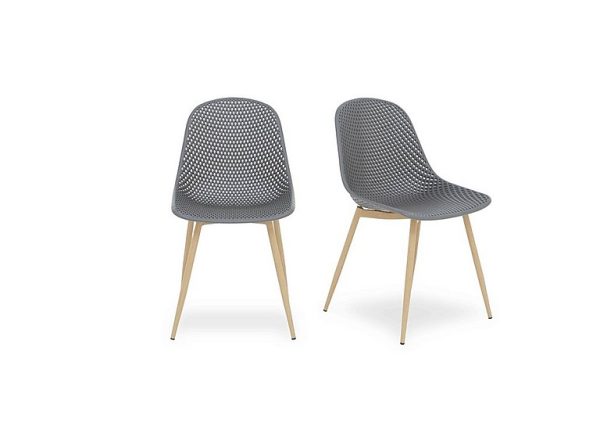 Jonah Pair of Trellis Plastic Dining Chairs   Dark Grey