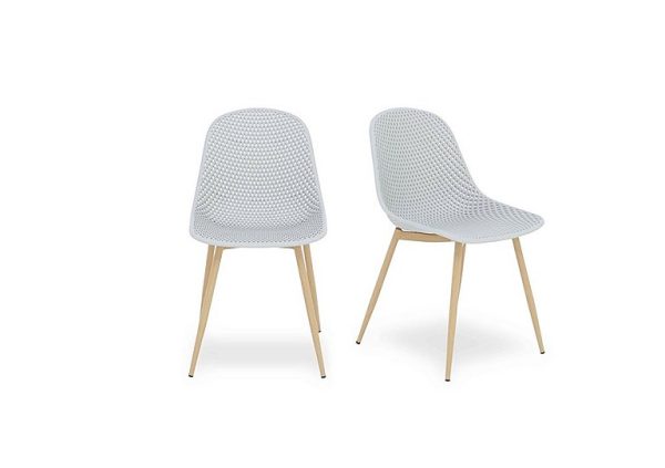 Jonah Pair of Trellis Plastic Dining Chairs   Light Grey