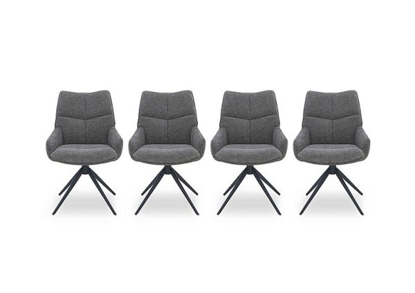 Kiara Set of 4 Fabric Swivel Dining Chairs