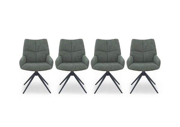 Kiara Set of 4 Fabric Swivel Dining Chairs   Forest