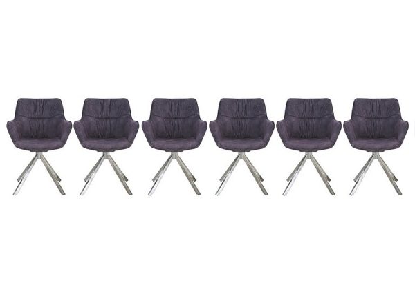 Marvel Chrome Set of 6 Swivel Dining Chairs   Charcoal