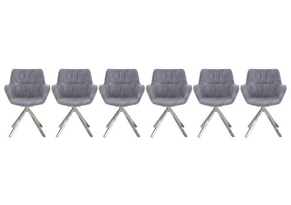 Marvel Chrome Set of 6 Swivel Dining Chairs   Silver