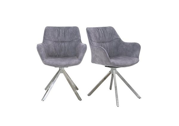 Marvel Chrome Pair of Swivel Dining Chairs   Silver