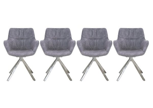 Marvel Chrome Set of 4 Swivel Dining Chairs   Silver