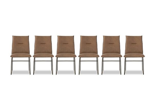 Connubia   Maya Set of 6 Lava Metal Leg Dining Chairs   Tobacco