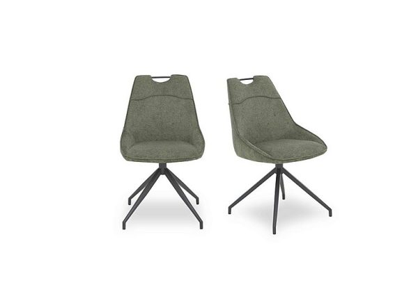 Pedro Pair of Fabric Swivel Dining Chairs   Green