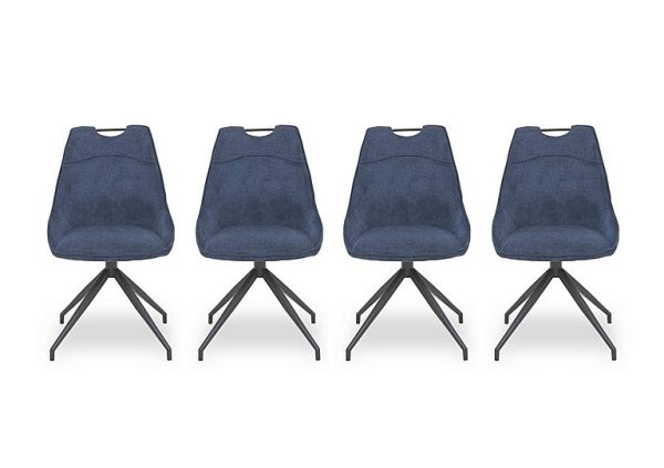 Pedro Set of 4 Fabric Swivel Dining Chairs   Blue