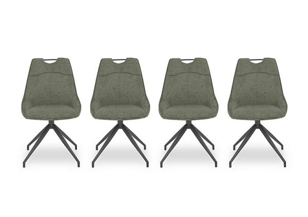 Pedro Set of 4 Fabric Swivel Dining Chairs   Green