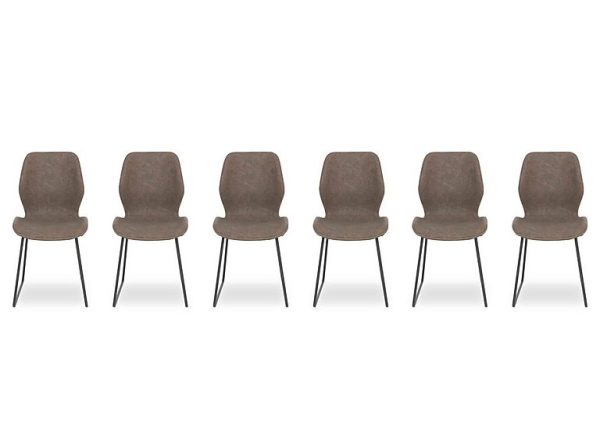 Pedro Set of 6 Faux Leather Ski Leg Dining Chairs   Light Brown