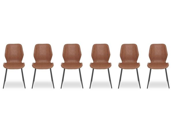 Pedro Set of 6 Faux Leather Ski Leg Dining Chairs