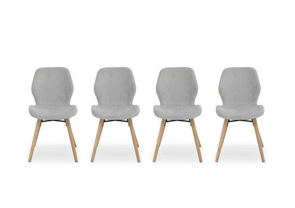 Stockholm Set of 4 Upholstered Dining Chairs   Light Oak