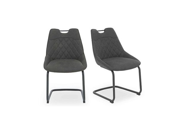 Warrior Pair of Cantilever Dining Chairs   Grey