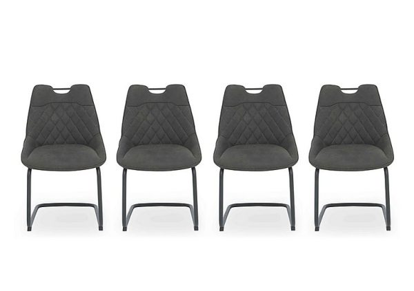 Warrior Set of 4 Cantilever Dining Chairs   Grey