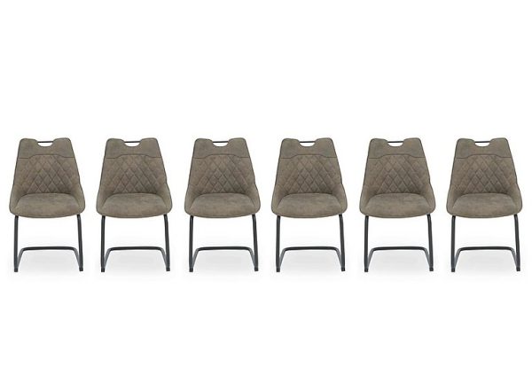 Warrior Set of 6 Cantilever Dining Chairs   Taupe