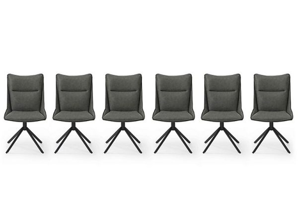 Catalina Set of 6 Swivel Dining Chairs   Dark Grey