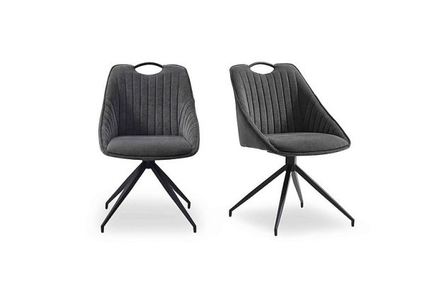 Jai Pair of Swivel Dining Chairs   Dark Grey