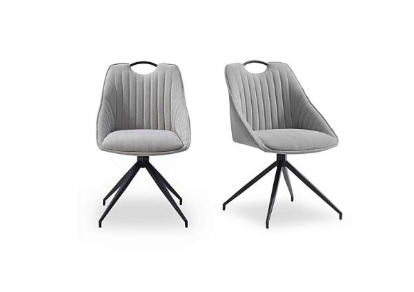 Jai Pair of Swivel Dining Chairs   Silver