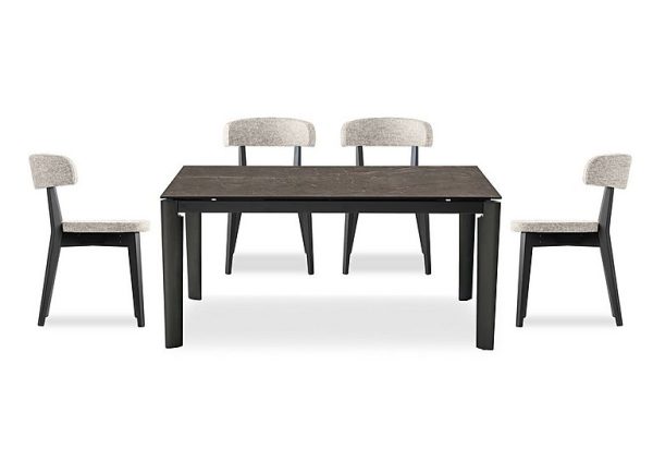 Connubia   Rosa 130cm Small Extending Dining Table with Bronze Ceramic Top and Graphite Wooden Legs and 4 Siren Chairs