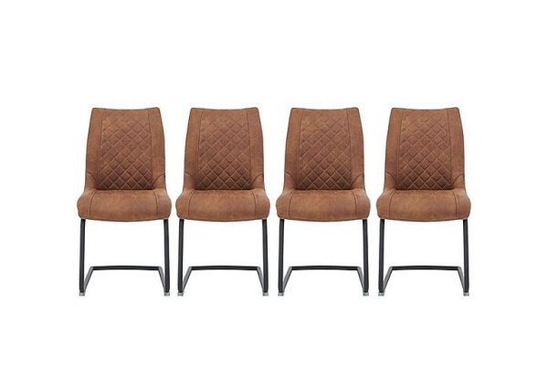 Habufa   Baltimore Set of 4 Dining Chairs   Cognac