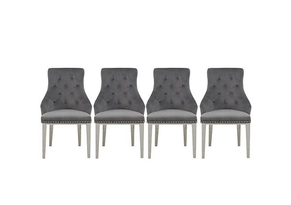 Dolce Set of 4 Button Back Dining Chairs   Silver