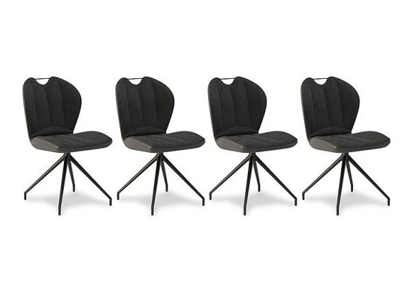 Raul Set of 4 Swivel Dining Chairs   Anthracite