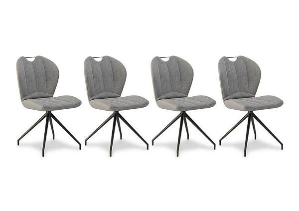 Raul Set of 4 Swivel Dining Chairs   Stone