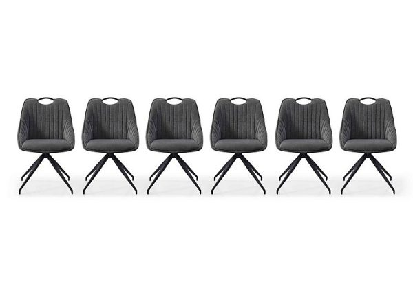 Jai Set of 6 Swivel Dining Chairs   Dark Grey