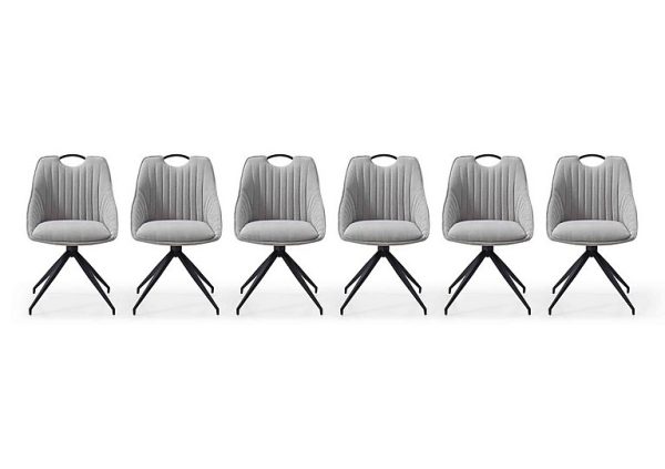 Jai Set of 6 Swivel Dining Chairs   Silver