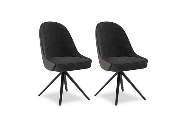 Jose Pair of Swivel Dining Chairs   Anthracite