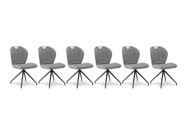 Raul Set of 6 Swivel Dining Chairs   Stone