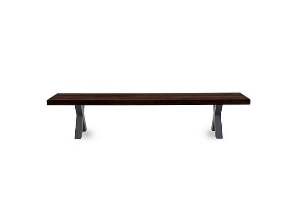 Bodahl   Njord Dining Bench with Metal X Shaped Legs   240 cm   Smoked