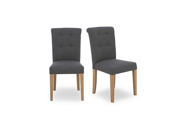 Augusta Pair of Roll Back Upholstered Dining Chairs   Anthracite