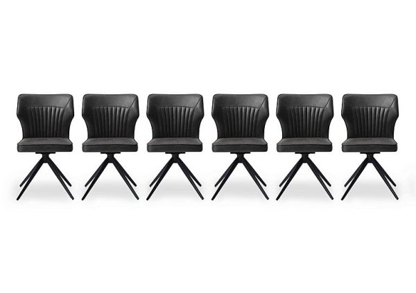 Aydin Set of 6 Swivel Dining Chairs   Dark Grey